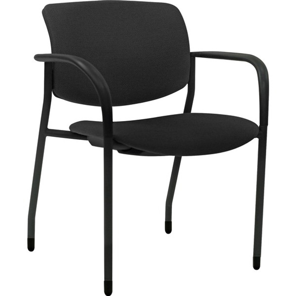 Lorell Stack Chairs with Vinyl Seat & Back - Black Foam, Fabric Seat - Black Foam, Fabric Back - Powder Coated, Black Tubular Steel Frame - Four-legged Base - Armrest - 2 / Carton
