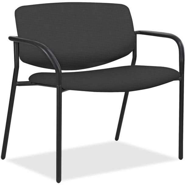 Lorell Bariatric Guest Chairs with Fabric Seat & Back - Ash Steel, Crepe Fabric Seat - Ash Steel Back - Powder Coated, Black Tubular Steel Frame - Four-legged Base - Armrest - 1 Each