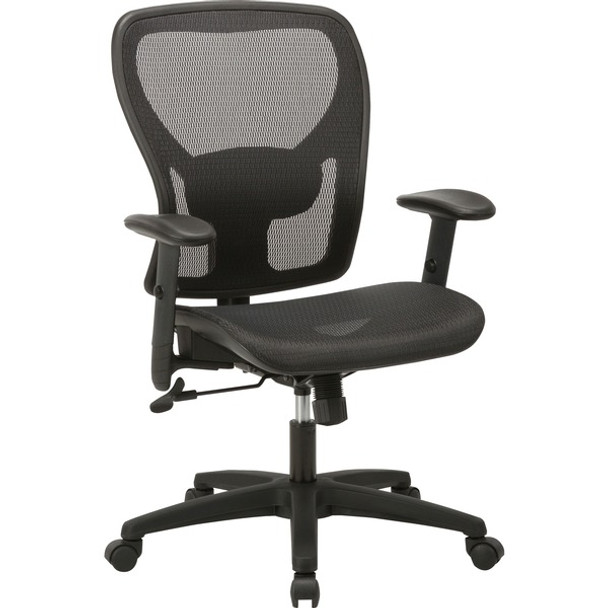 Lorell SOHO Mesh Mid-Back Task Chair - Mesh Seat - Mesh Back - Mid Back - 5-star Base - Black - 1 Each