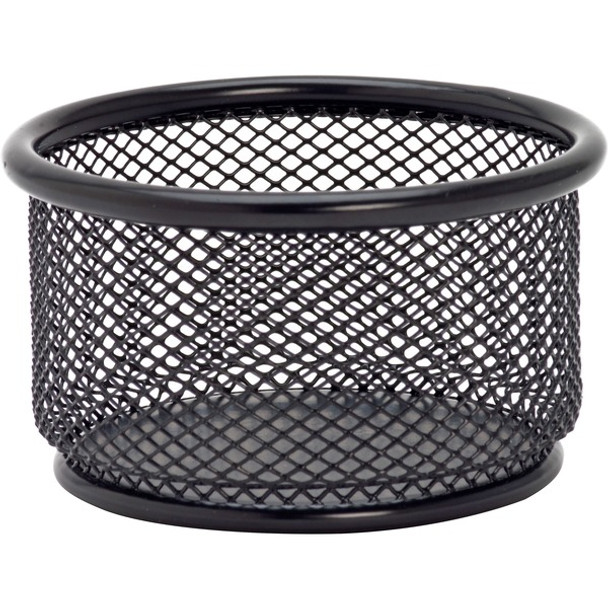 Lorell Black Mesh/Wire Paper Clip Holder - 3.8" x 2.1" x - Steel - 1 Each - Black