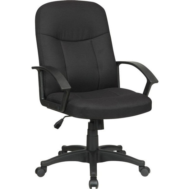 Lorell Executive Fabric Mid-Back Chair - Black Fabric Seat - Black Fabric Back - Black Frame - 5-star Base - 1 Each