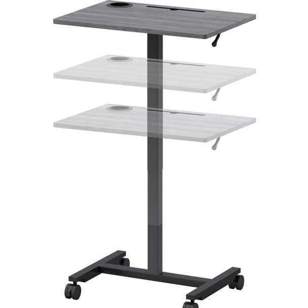 Lorell Height-adjustable Mobile Desk - For - Table TopWeathered Charcoal Laminate Top - Powder Coated Base - Adjustable Height - 30" to 43.63" Adjustment - 43" Height x 26.63" Width x 19.13" Depth - Assembly Required - 1 Each