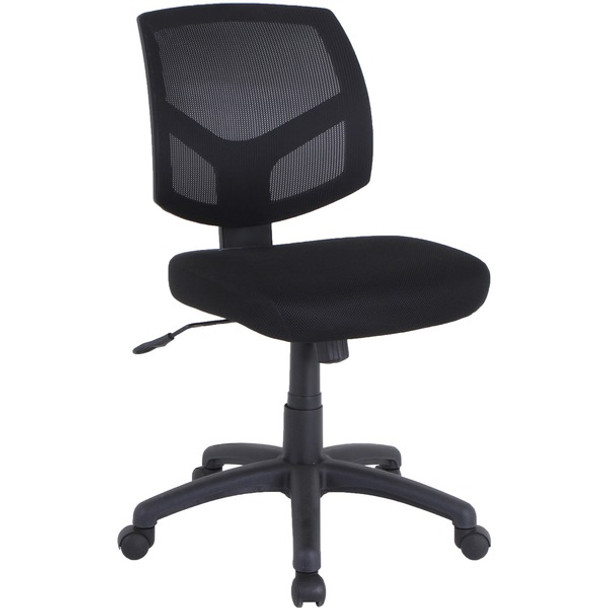 Lorell Mesh Back Task Chair - Fabric Seat - Mesh Back - 5-star Base - Black - 1 Each