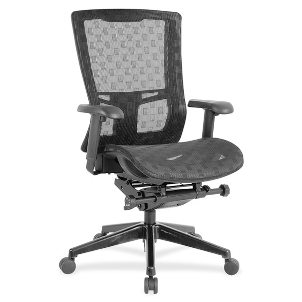 Lorell Checkerboard Design High-Back Mesh Chair - Black Nylon Mesh Seat - Black Nylon Mesh Back - 5-star Base - 1 Each