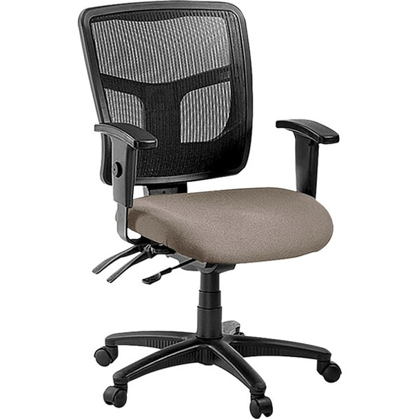 Lorell Ergomesh Mid Back Swivel Mesh Chair - Dillon Stratus Antimicrobial Vinyl Seat - Black Mesh Back - Black Frame - Mid Back - 5-star Base - 1 Each