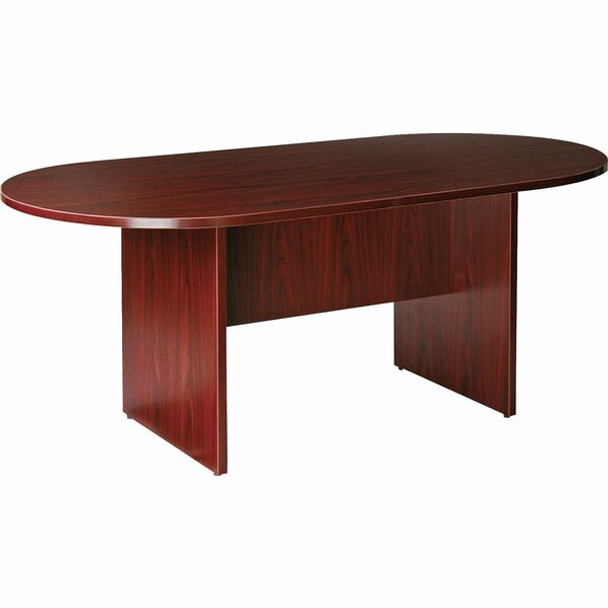 Lorell Essentials Oval Conference Table - For - Table TopLaminated Oval Top - Slab Base - 36" Table Top Length x 72" Table Top Width x 1.25" Table Top Thickness - 29.50" Height - Assembly Required - Mahogany - 1 Each