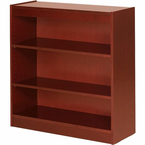 Lorell Three Shelf Panel Bookcase - 36" x 12" x 0.8" x 36" - 3 Shelve(s) - Material: Veneer - Finish: Cherry