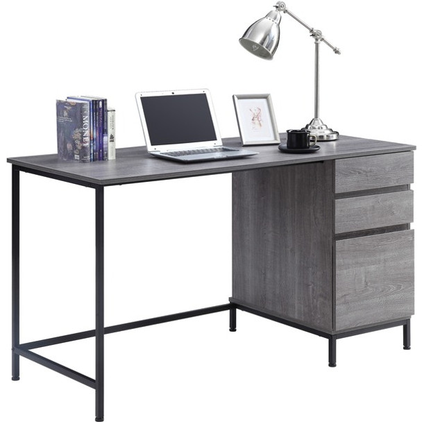 Lorell SOHO 3-Drawer Desk - 55" x 23.6"30" - 3 x File Drawer(s) - Single Pedestal on Right Side - Finish: Charcoal