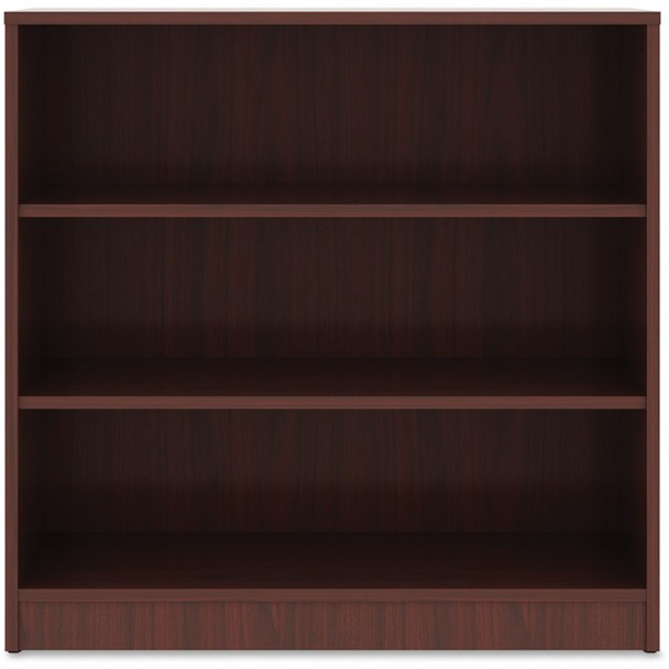 Lorell Mahogany Laminate Bookcase - 3 Shelf(ves) - 36" Height x 36" Width x 12" Depth - Sturdy, Adjustable Feet, Adjustable Shelf - Thermofused Laminate (TFL) - Mahogany - Laminate - 1 Each