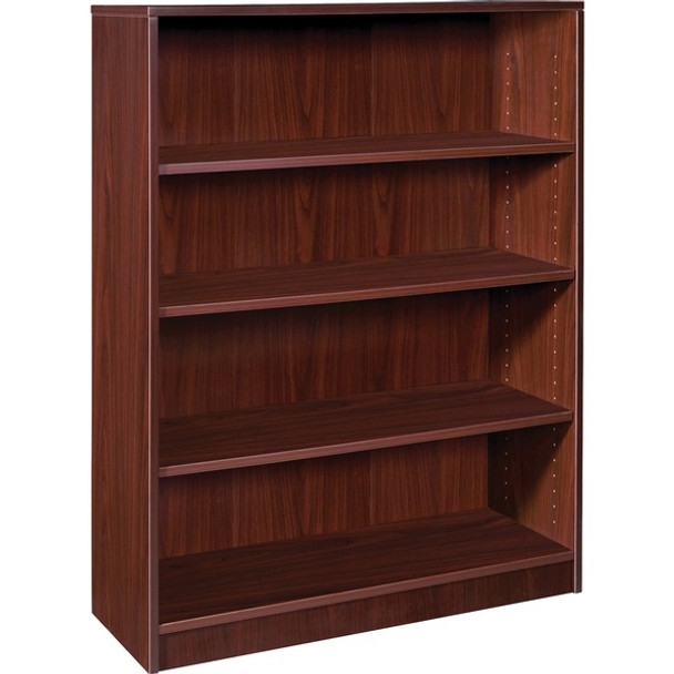 Lorell Mahogany Laminate Bookcase - 4 Shelf(ves) - 48" Height x 36" Width x 12" Depth - Sturdy, Adjustable Feet - Mahogany - Laminate - 1 Each