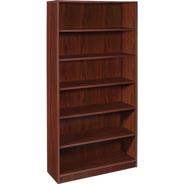 Lorell Mahogany Laminate Bookcase - 6 Shelf(ves) - 72" Height x 36" Width x 12" Depth - Sturdy, Adjustable Feet, Adjustable Shelf - Thermofused Laminate (TFL) - Mahogany - Laminate - 1 Each