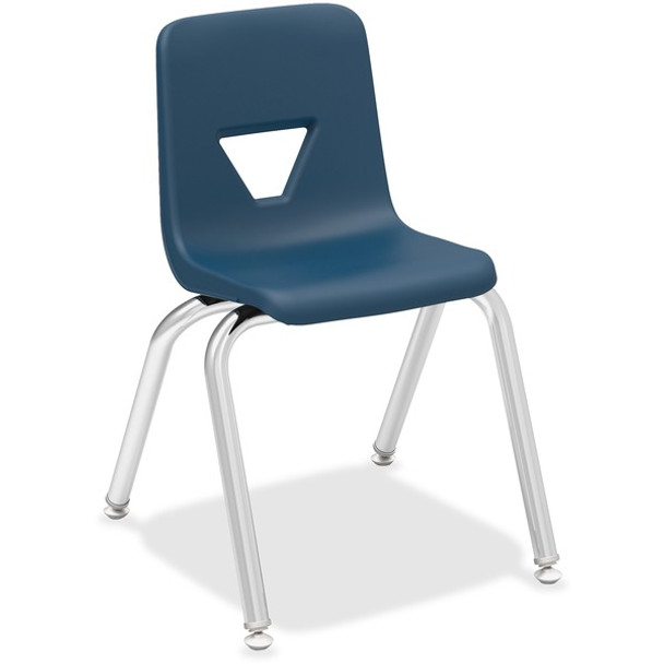 Lorell 14" Seat-height Stacking Student Chairs - Four-legged Base - Navy - Polypropylene - 4 / Carton