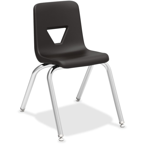 Lorell 16" Seat-height Stacking Student Chairs - Four-legged Base - Black - Polypropylene - 4 / Carton