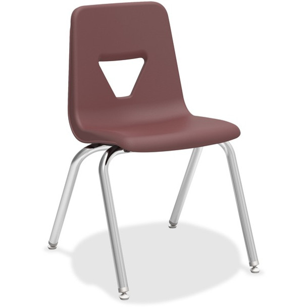 Lorell 18" Seat-height Stacking Student Chairs - Four-legged Base - Burgundy - Polypropylene - 4 / Carton