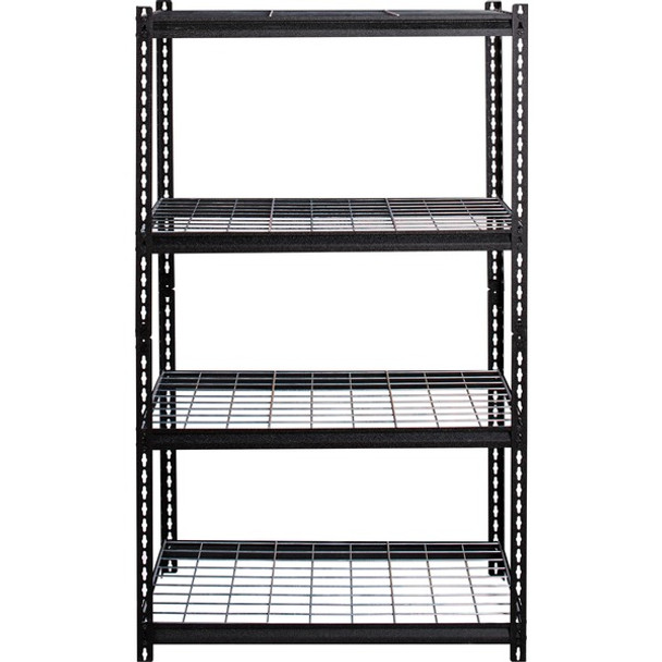 Lorell Wire Deck Shelving - 4 Shelf(ves) - 60" Height x 36" Width x 18" Depth - 30% Recycled - Black - Steel - 1 Each