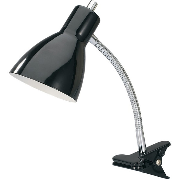 Lorell 10-watt LED Bulb Clip-on Desk Lamp - 15.5" Height - 3" Width - 10 W LED Bulb - Plastic - Desk Mountable - Black - for Desk, Table