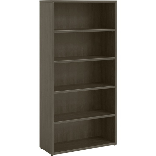 Lorell Prominence 2.0 Gray Elm Laminate Bookcase - 34" x 12"69" , 1" Top, 0.1" Edge - 5 Shelve(s) - Material: Particleboard - Finish: Gray Elm