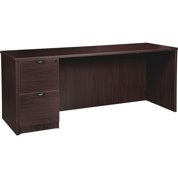 Lorell Prominence 2.0 Espresso Laminate Left-Pedestal Credenza - 2-Drawer - 66" x 24"29" , 1" Top - 2 x File Drawer(s) - Single Pedestal on Left Side - Band Edge - Material: Particleboard - Finish: Thermofused Melamine (TFM)