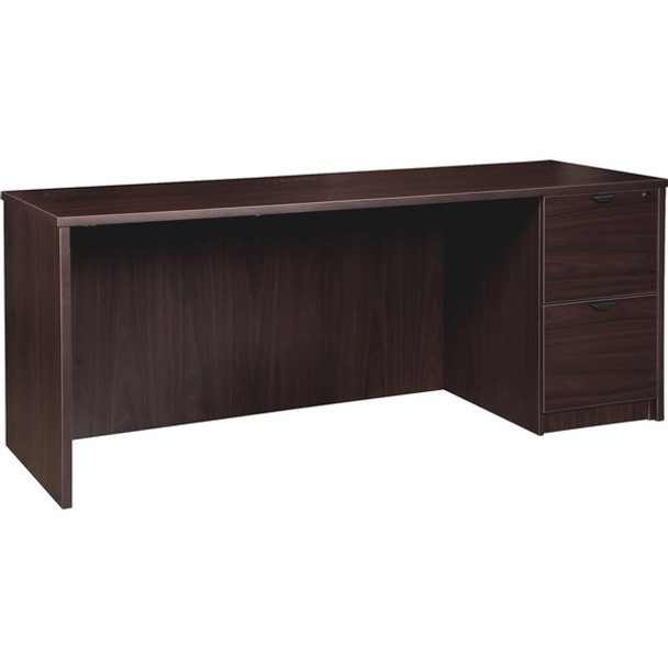 Lorell Prominence 2.0 Espresso Laminate Right-Pedestal Credenza - 2-Drawer - 66" x 24"29" , 1" Top - 2 x File Drawer(s) - Single Pedestal on Right Side - Band Edge - Material: Particleboard - Finish: Thermofused Melamine (TFM)