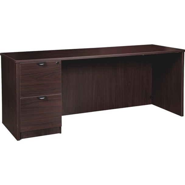 Lorell Prominence 2.0 Espresso Laminate Left-Pedestal Credenza - 2-Drawer - 72" x 24"29" , 1" Top - 2 x File Drawer(s) - Single Pedestal on Left Side - Band Edge - Material: Particleboard - Finish: Thermofused Melamine (TFM)