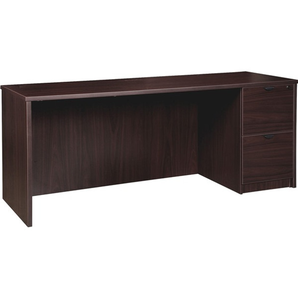 Lorell Prominence 2.0 Espresso Laminate Right-Pedestal Credenza - 2-Drawer - 72" x 24"29" , 1" Top - 2 x File Drawer(s) - Single Pedestal on Right Side - Band Edge - Material: Particleboard - Finish: Espresso Laminate, Thermofused Melamine (TFM)