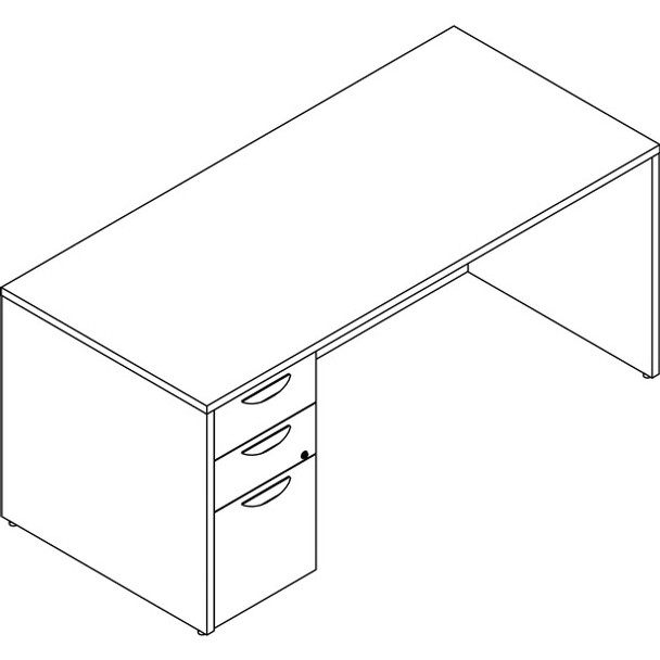 Lorell Prominence 2.0 Gray Elm Laminate Desk Unit - 66" x 30"29" , 1" Top, 0.1" Edge - 3 x File, Box Drawer(s) - Single Pedestal on Left Side - Band Edge - Material: Particleboard - Finish: Thermofused Melamine (TFM)