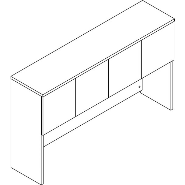 Lorell Prominence 2.0 Gray Elm Laminate Desk Unit - 66" x 16"39" - 4 Door(s) - Material: Particleboard - Finish: Gray Elm, Thermofused Melamine (TFM), Laminate