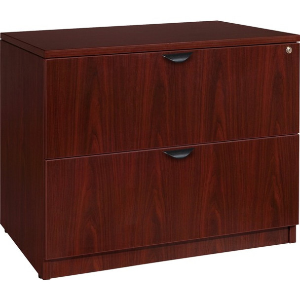 Lorell Prominence 2.0 Mahogany Laminate Lateral File - 2-Drawer - 36" x 22"29" - 2 x File Drawer(s) - Band Edge - Material: Laminate - Finish: Mahogany