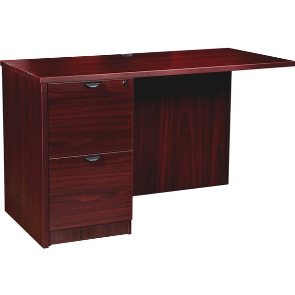 Lorell Prominence 2.0 Mahogany Laminate Left Return - 2-Drawer - 42" x 24"29" , 1" Top - 2 x File Drawer(s) - Band Edge - Material: Particleboard - Finish: Mahogany Laminate, Thermofused Melamine (TFM)