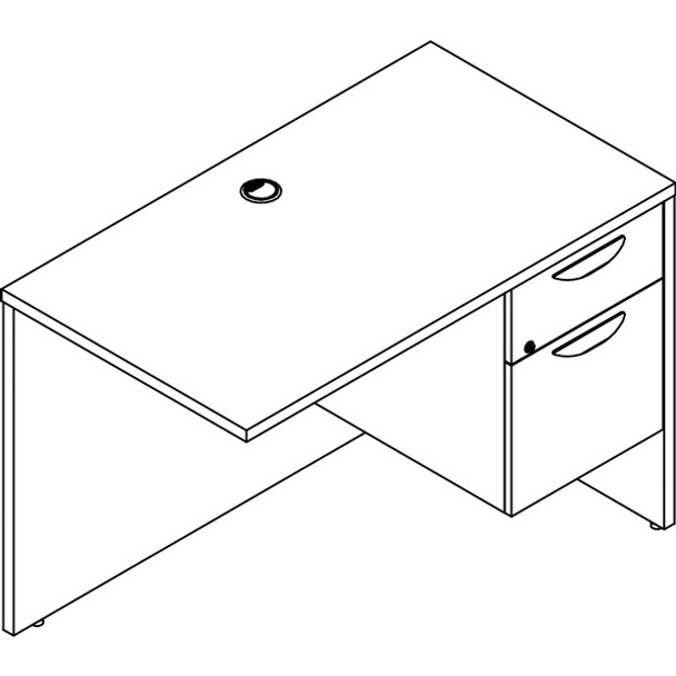 Lorell Prominence 2.0 Gray Elm Laminate Desk Unit - 42" x 24"29" , 1" Top, 0.1" Edge - 2 x File, Box Drawer(s) - Single Pedestal on Right Side - Band Edge - Material: Particleboard - Finish: Gray Elm, Thermofused Melamine (TFM), Laminate