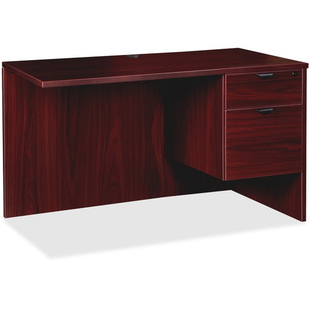 Lorell Prominence 2.0 Mahogany Laminate Box/File Right Return - 2-Drawer - 42" x 24"29" , 1" Top - 2 x File, Box Drawer(s) - Single Pedestal on Right Side - Band Edge - Material: Particleboard - Finish: Mahogany Laminate, Thermofused Melamine (TFM)
