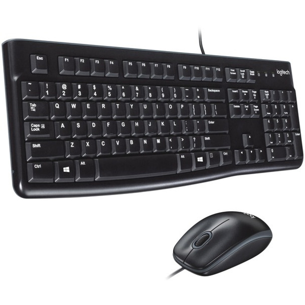 Logitech MK120 Desktop Corded Combo Set - USB Cable Keyboard - 104 Key - USB Cable Mouse - Optical - 1000 dpi - 3 Button - Scroll Wheel for PC - 1 Pack