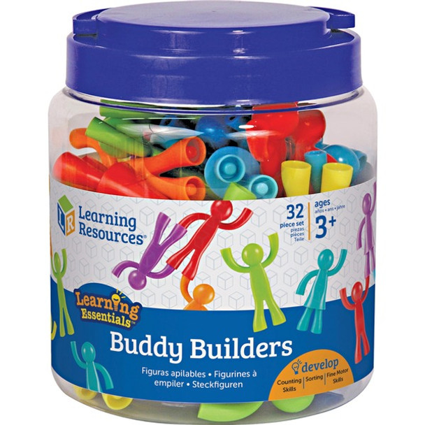 Learning Resources Ages 3+ Buddy Builders Set - Skill Learning: Eye-hand Coordination, Motor Skills, Visual, Imagination, Counting, Sorting, Color Matching, Problem Solving, Educational, Grasping, Motor Planning - 3 Year & Up - 32 Pieces - Multi