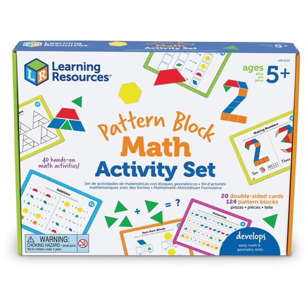 Learning Resources Pattern Block Math Activity Set - Theme/Subject: Fun - Skill Learning: Addition, Mathematics, Symmetry, Patterning, Fraction, Graphing, Shape, Geometry - 128 Pieces - 5-10 Year - 1 Each