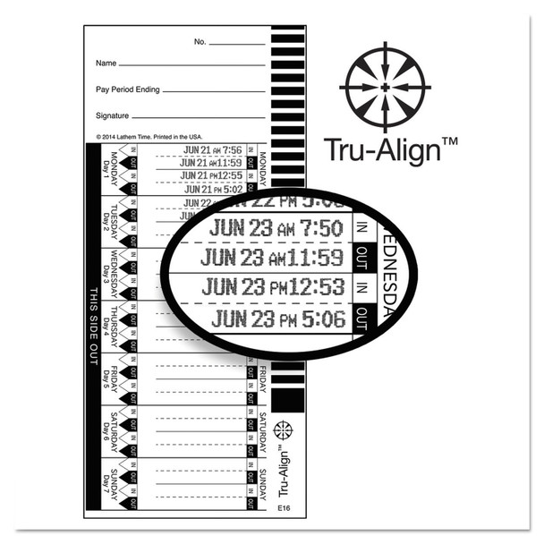 Time Clock Cards for Lathem Time 1600E, One Side, 4 x 9, 100/Pack