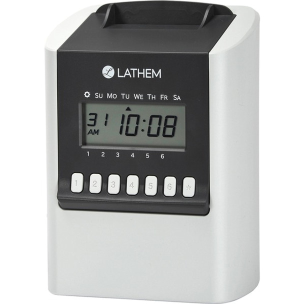 Lathem 700E Calculating Electronic Time Clock - Card Punch/Stamp - 100 Employees - Digital - Time, Bi-weekly, Semi-monthly, Month, Week Record Time