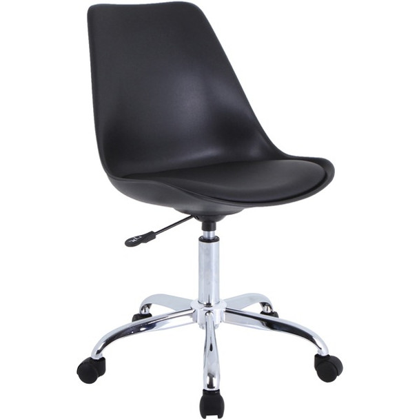 LYS Padded Seat Poly Task Chair - High Back - 5-star Base - Black - Plastic, Poly, Polyurethane - 1 Each