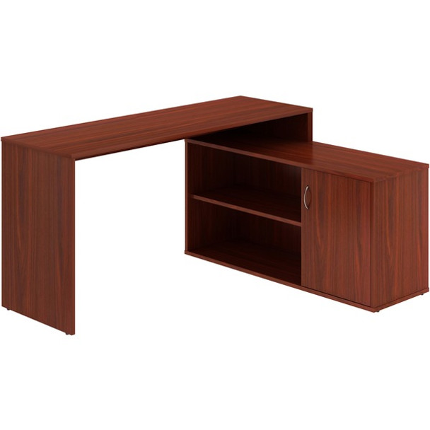 LYS L-Shape Workstation with Cabinet - For - Table TopLaminated L-shaped Top - 29.50" Height x 60" Width x 47.25" Depth - Assembly Required - Mahogany - Particleboard - 1 Each