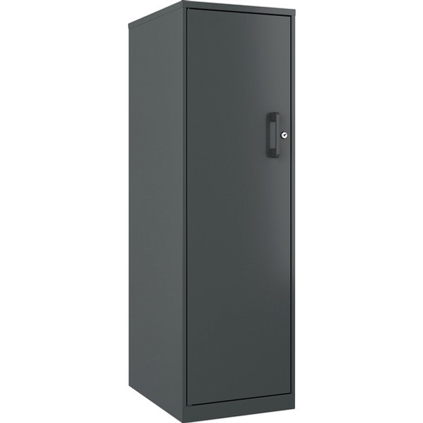 LYS Storage Cabinet - 18" x 14.3" x 46.4" - 4 x Shelf(ves) - Locking Door, Welded, Durable, Humidity Resistant, Temperature Resistant - Graphite - Steel - Recycled