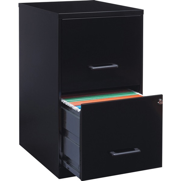 LYS SOHO File Cabinet - 14.3" x 18" x 24.5" - 2 x Drawer(s) for File, Document - Letter - Glide Suspension, Locking Drawer, Pull Handle - Black - Baked Enamel - Steel - Recycled - Assembly Required