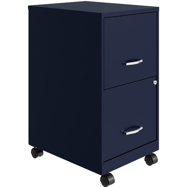 LYS Mobile File Cabinet - 14.3" x 18" x 26.5" - 2 x Drawer(s) for File, Document - Letter - Glide Suspension, Locking Drawer, Mobility, Pull Handle - Navy - Baked Enamel - Steel - Recycled - Assembly Required