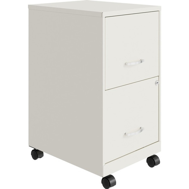LYS Mobile File Cabinet - 14.3" x 18" x 26.5" - 2 x Drawer(s) for File, Document - Letter - Glide Suspension, Locking Drawer, Mobility, Pull Handle - White - Baked Enamel - Steel - Recycled - Assembly Required