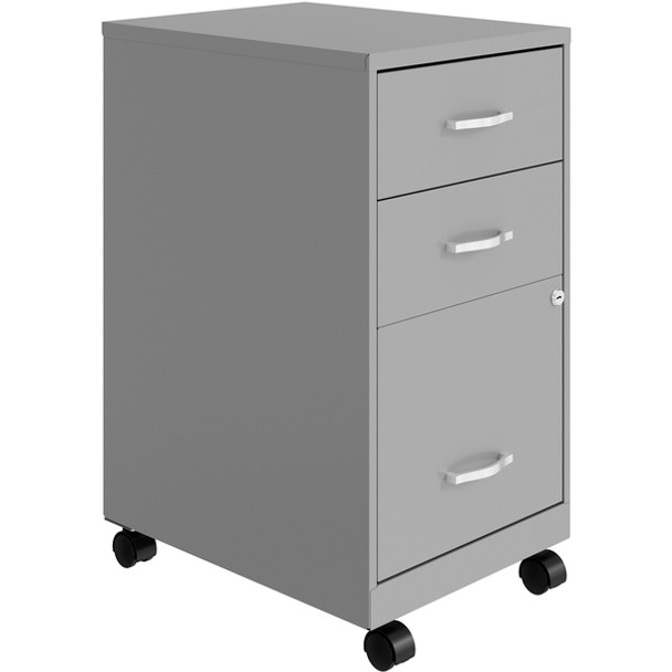 LYS SOHO 3-Drawer Organizer Metal File Cabinet - 14.3" x 18" x 26.7" - 3 x Drawer(s) for File, Accessories - Letter - Storage Drawer, Mobility, Wheels, Glide Suspension, Drawer Extension, Locking Drawer - Gray - Metal - Recycled