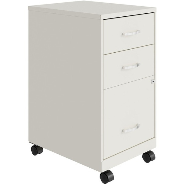 LYS SOHO 3-Drawer Organizer Metal File Cabinet - 14.3" x 18" x 26.7" - 3 x Drawer(s) for File, Accessories - Letter - Storage Drawer, Mobility, Wheels, Glide Suspension, Drawer Extension, Locking Drawer - White - Metal - Recycled