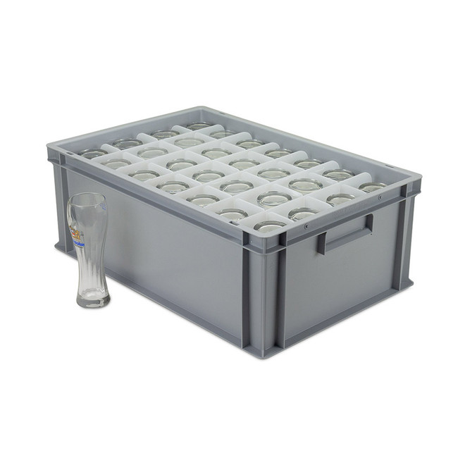 Premium 600x400mm Stacking Euro Glassware Storage Boxes With Compartments