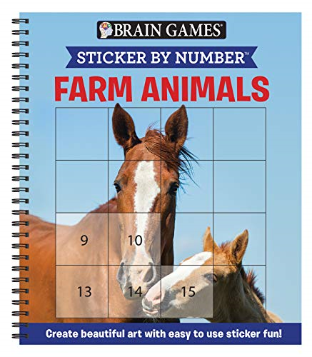 Brain Games - Sticker by Number: Farm Animals (Square Stickers): Create Beautiful Art with Easy to Use Sticker Fun! (Brain Games - Sticker by Number)
