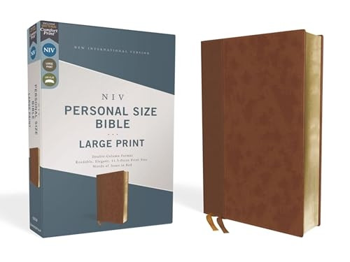 NIV, Personal Size Bible, Large Print, Leathersoft, Brown, Red Letter Edition, Comfort Print