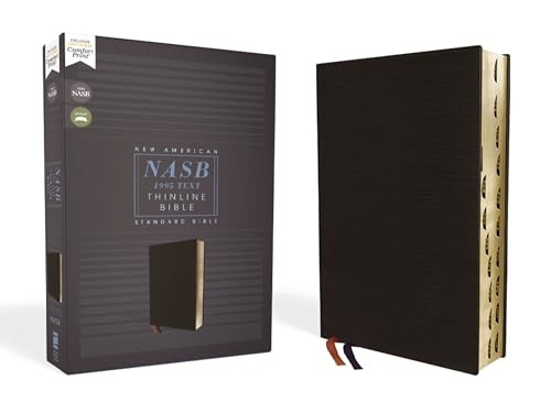NASB, Thinline Bible, Bonded Leather, Black, Red Letter Edition, 1995 Text, Thumb Indexed, Comfort Print
