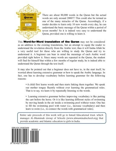 The Glorious Quran Word-For-Word Translation to Facilitate Learning of Quranic Arabic: Volume 2 Juz 11-20