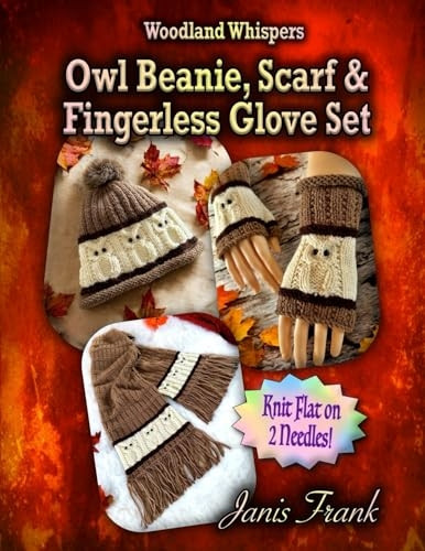 Owl Beanie, Scarf and Fingerless Glove Set